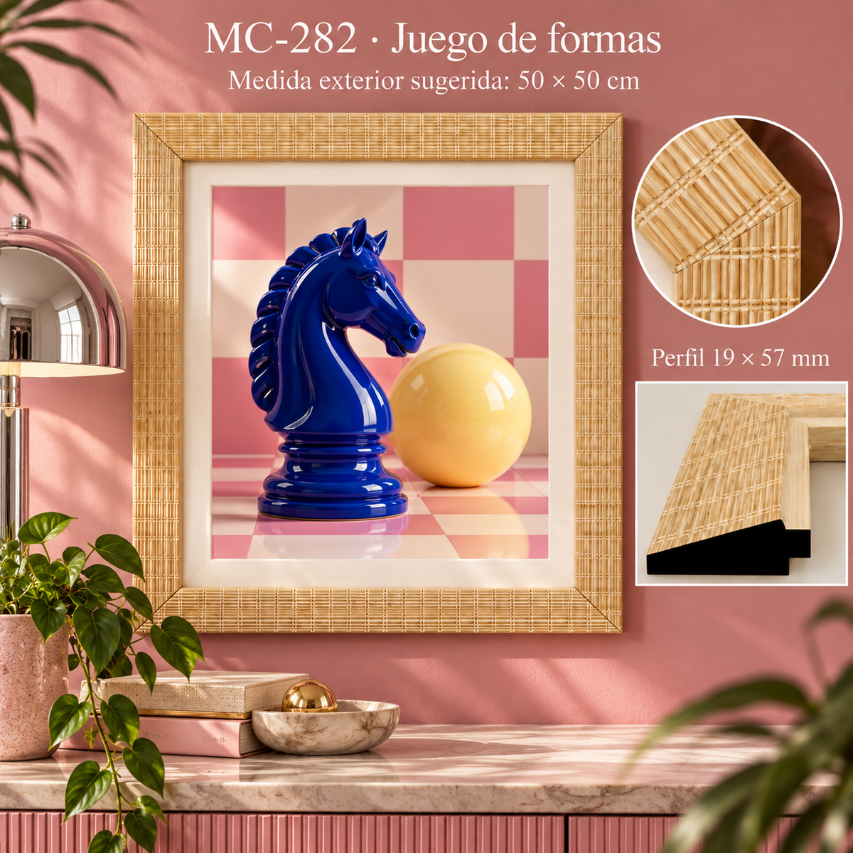 Moldura de madera grabada para marco MC282 – Kit de 4 piezas