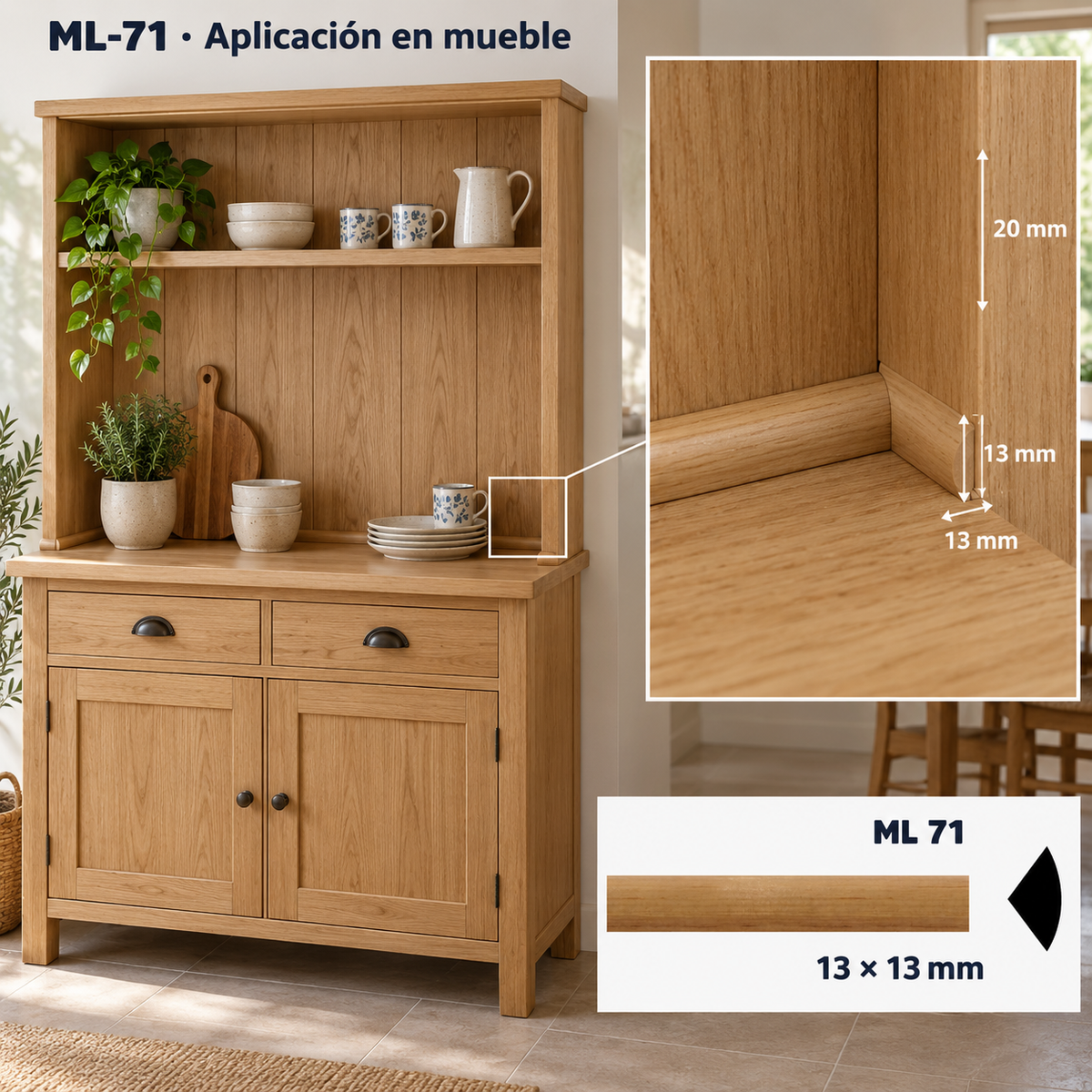Kit de 4 Piezas moldura lisa modelo ML-71 TIPO CUARTO BOCEL