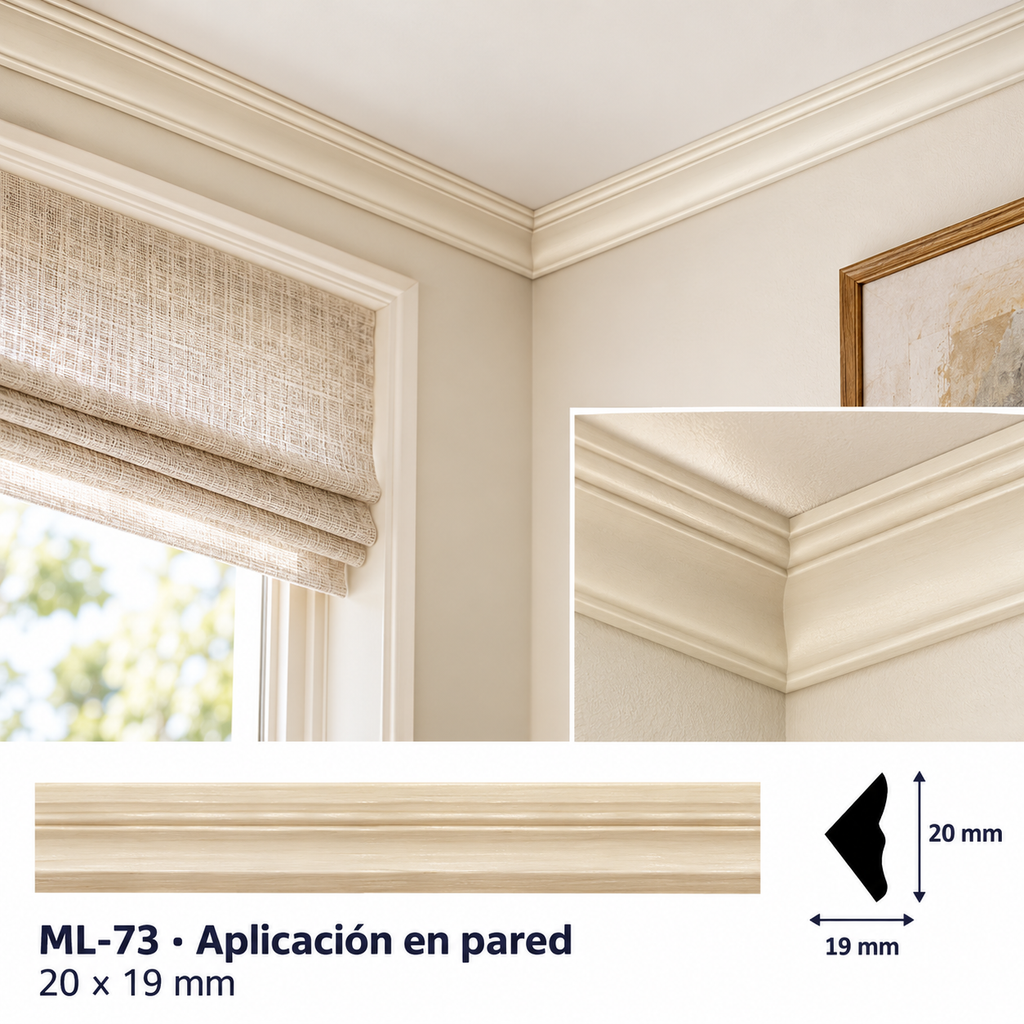 Kit de 4 tiras moldura lisa modelo ML-73 TIPO ESQUINERA