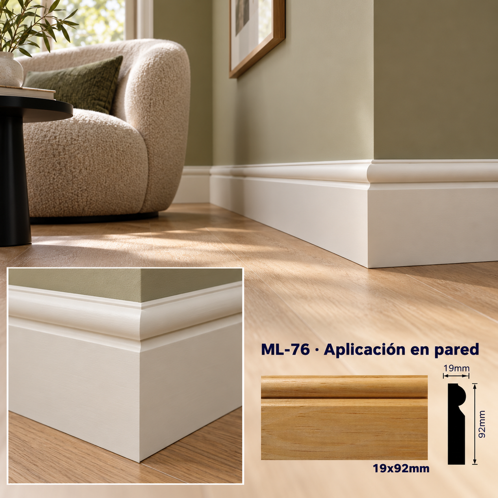 Kit de 4 piezas moldura lisa modelo ML-76 TIPO ZOCLO