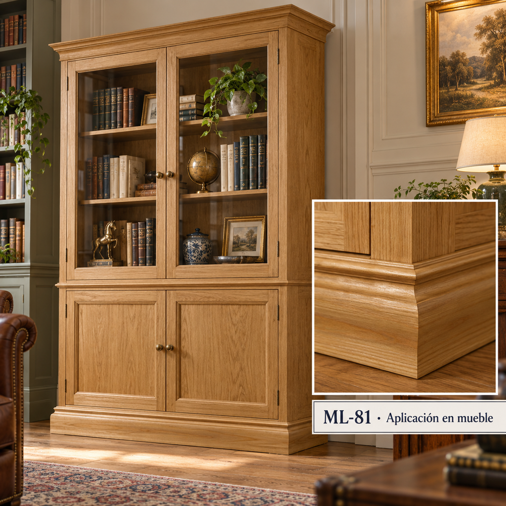 Moldura de madera lisa para mueble ML-81– Kit de 4 Piezas CORNISA HUECA