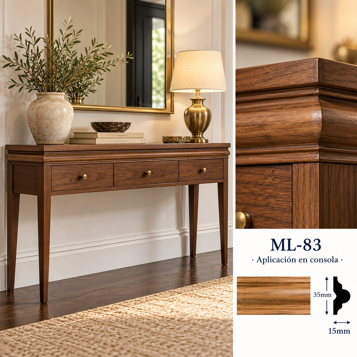 Kit de 4 tiras moldura lisa modelo ML-83