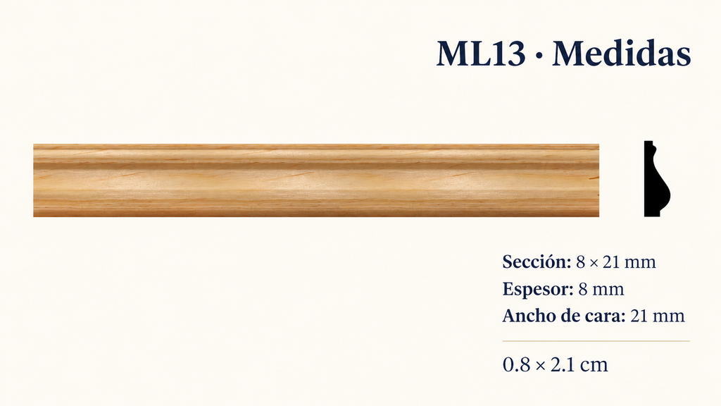 Moldura de madera lisa para mueble ML-13 – Kit de 4 Piezas TIPO PECHO PALOMA