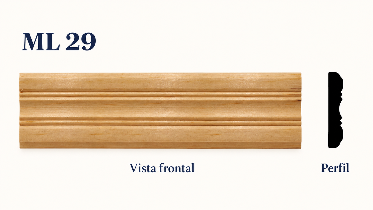 Moldura de madera lisa para mueble ML-29 – Kit de 4 Piezas TIPO CHAMBRANA