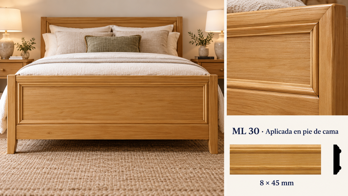 Moldura de madera lisa para mueble ML-30 – Kit de 4 Piezas TIPO CHAMBRANA