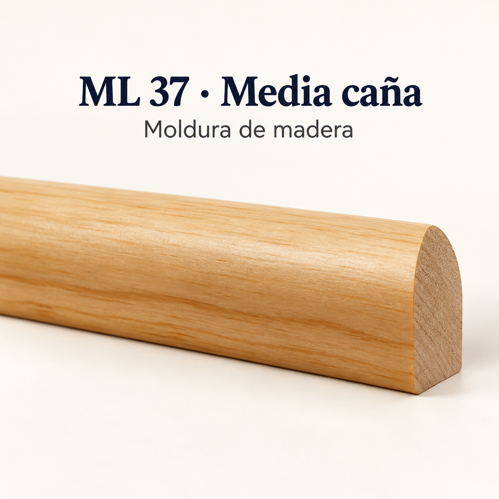 Moldura de madera lisa para mueble ML-37 – Kit de 4 Piezas TIPO MEDIA CAÑA