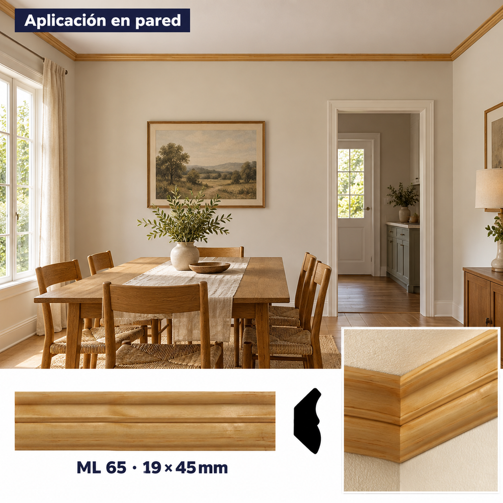 Kit de 4  Piezas moldura lisa modelo ML-65  TIPO CORNISA