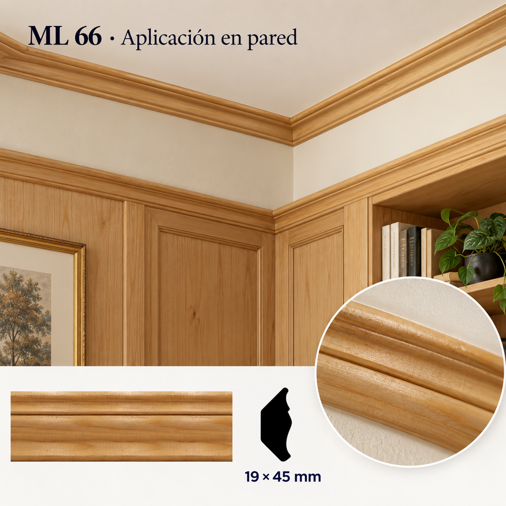 Kit de 4 Piezas moldura lisa modelo ML-66 TIPO CORNISA