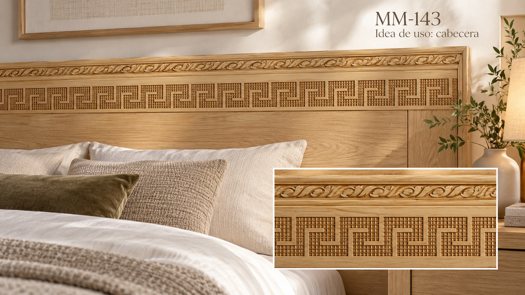 Moldura de madera grabada para mueble MM-143 – Kit de 4 piezas