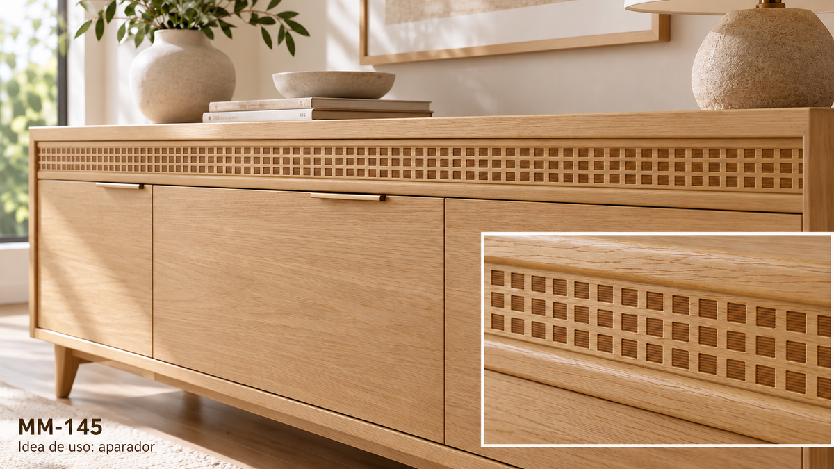Moldura de madera grabada para mueble MM-145 – Kit de 4 piezas