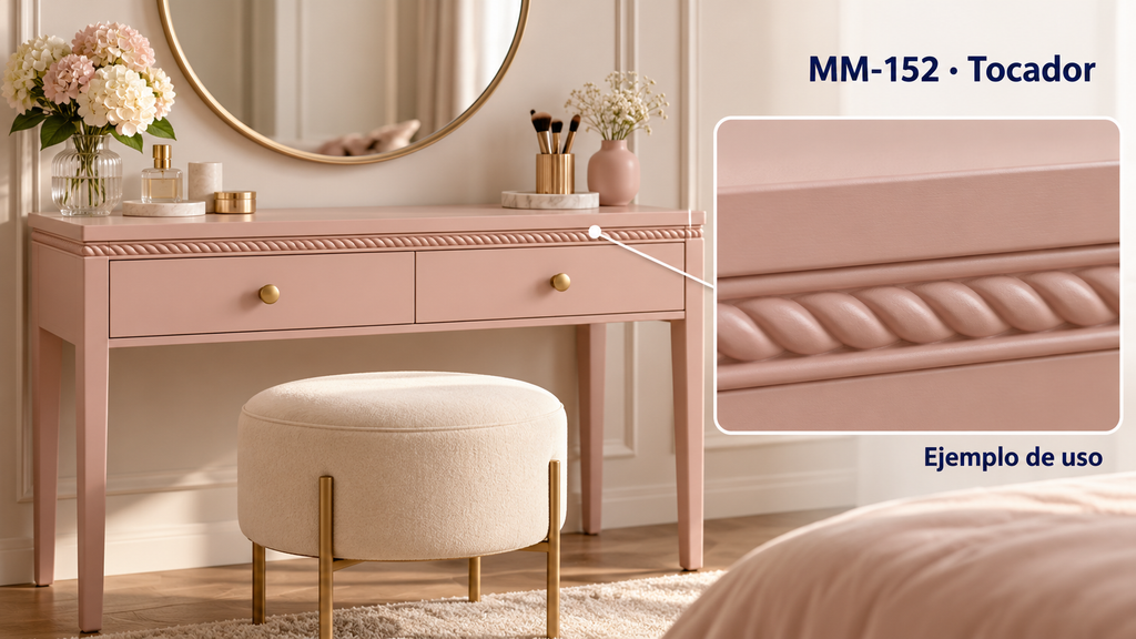 Moldura de madera grabada para mueble MM-152 – Kit de 4 piezas