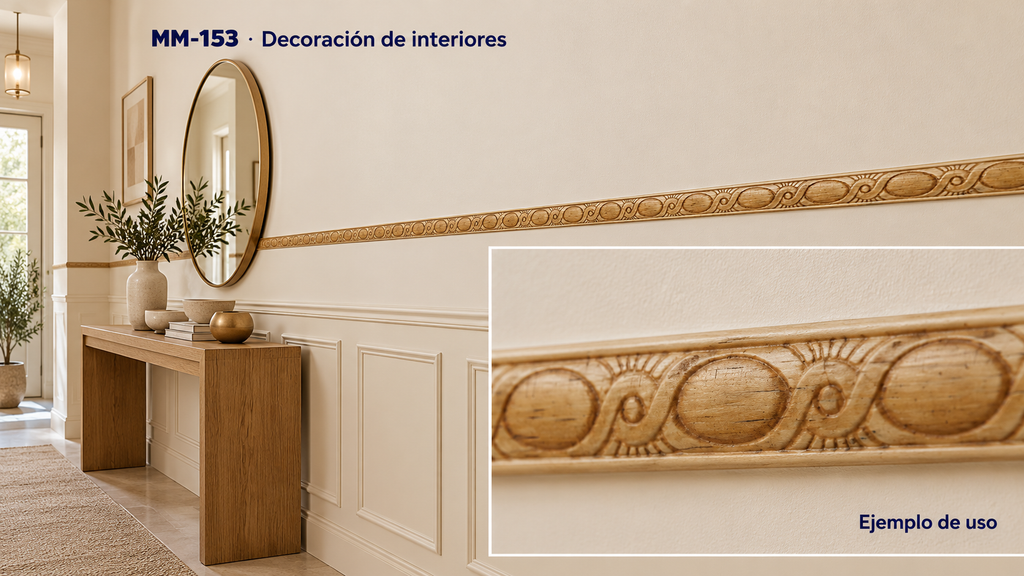 Moldura de madera grabada para mueble MM-153 – Kit de 4 piezas