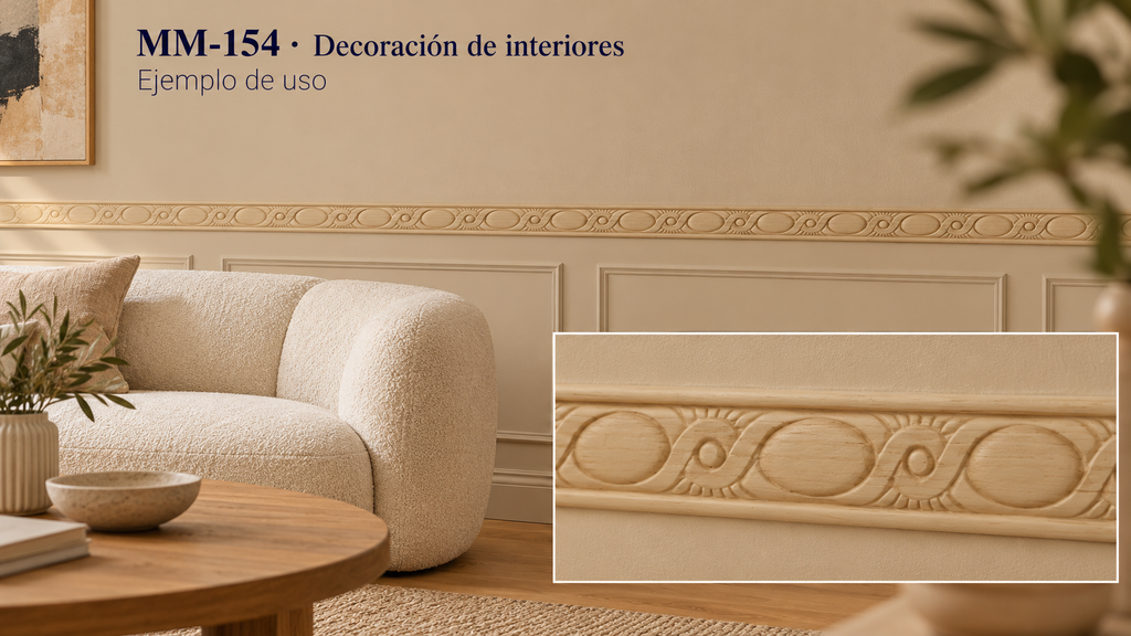 Moldura de madera grabada para mueble MM-154 – Kit de 4 piezas