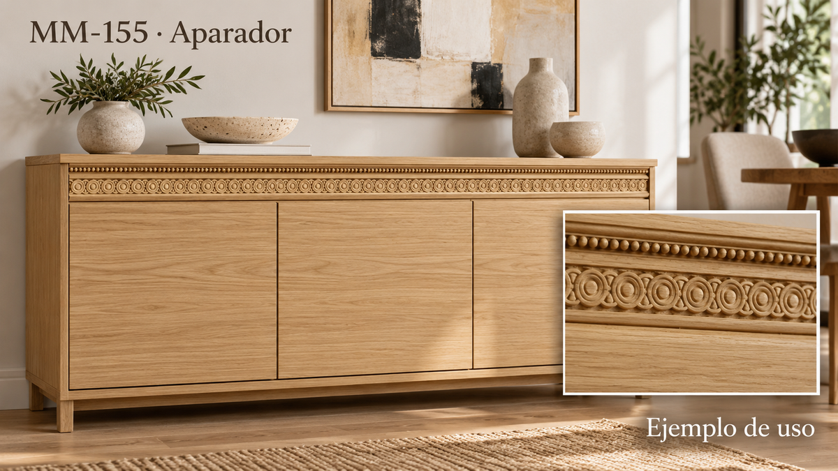 Moldura de madera grabada para mueble MM-155 – Kit de 4 piezas