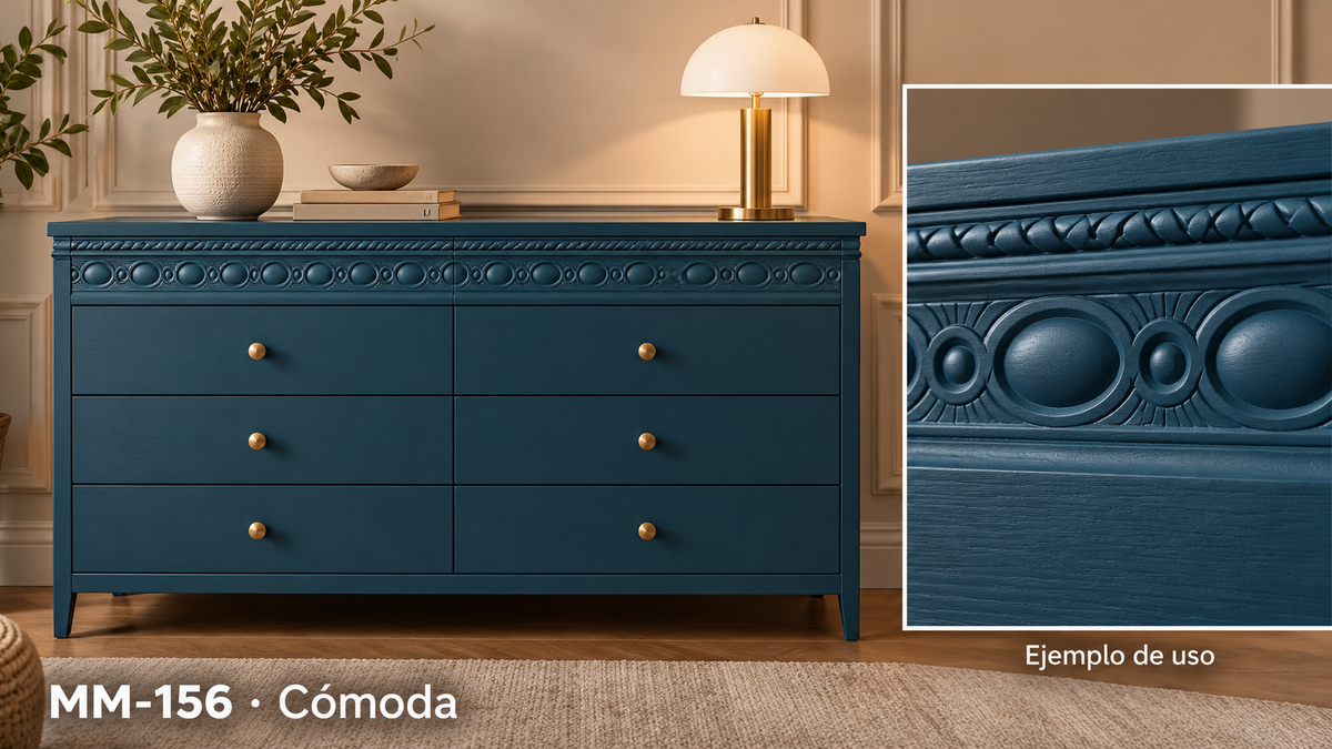 Moldura de madera grabada para mueble MM-156 – Kit de 4 piezas