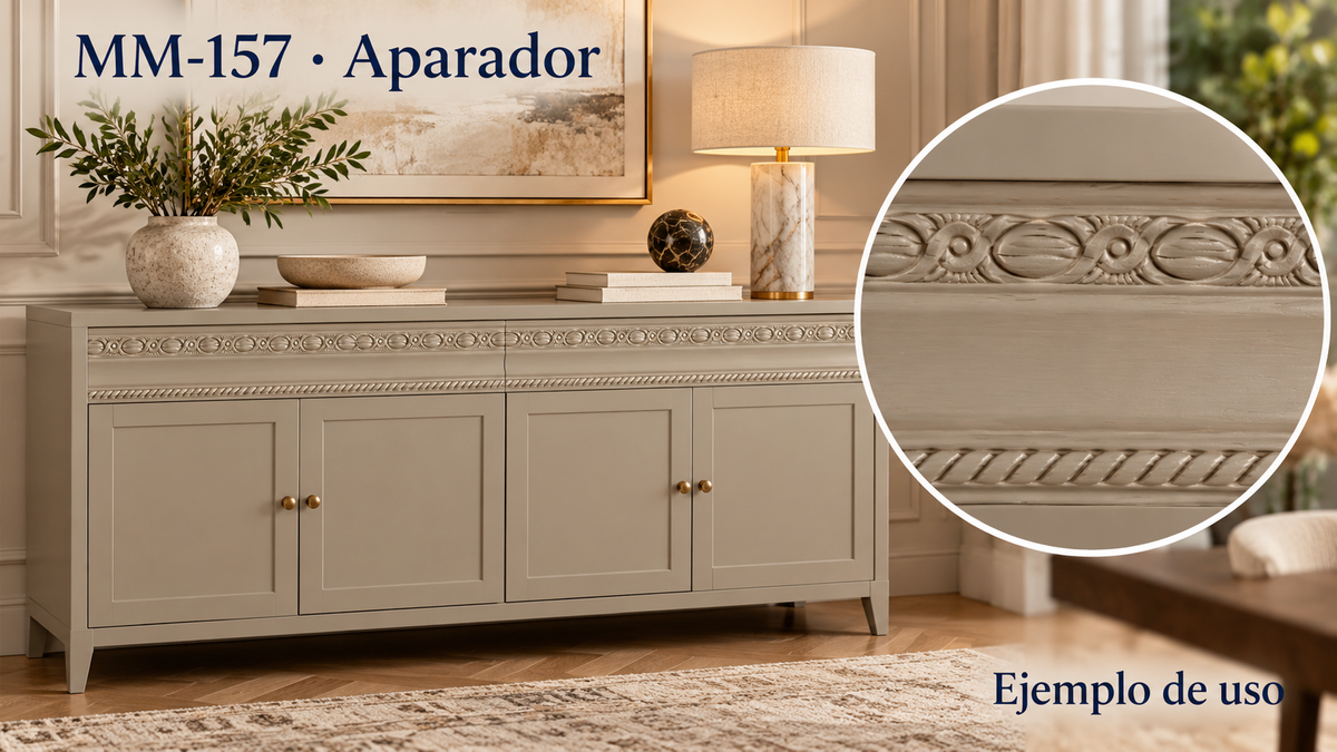 Moldura de madera grabada para mueble MM-157 – Kit de 4 piezas
