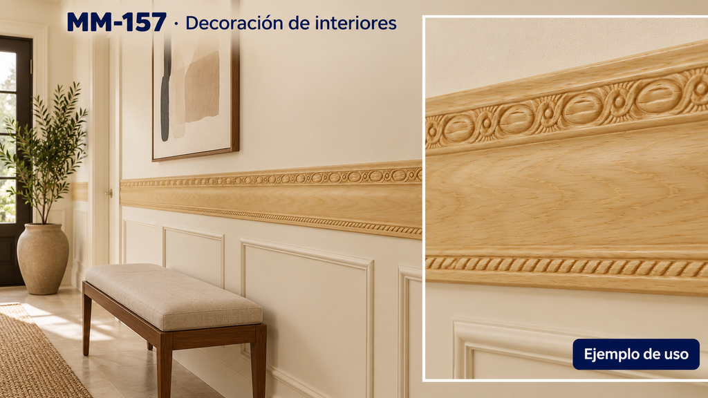 Moldura de madera grabada para mueble MM-157 – Kit de 4 piezas