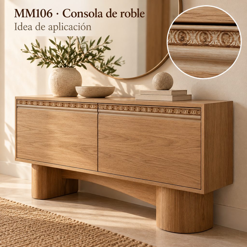 Moldura de madera grabada para mueble MM-106 – Kit de 4 piezas