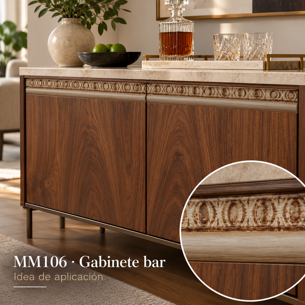 Moldura de madera grabada para mueble MM-106 – Kit de 4 piezas