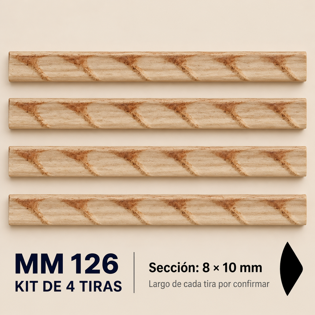 Moldura de madera grabada para mueble MM-126 – Kit de 4 piezas