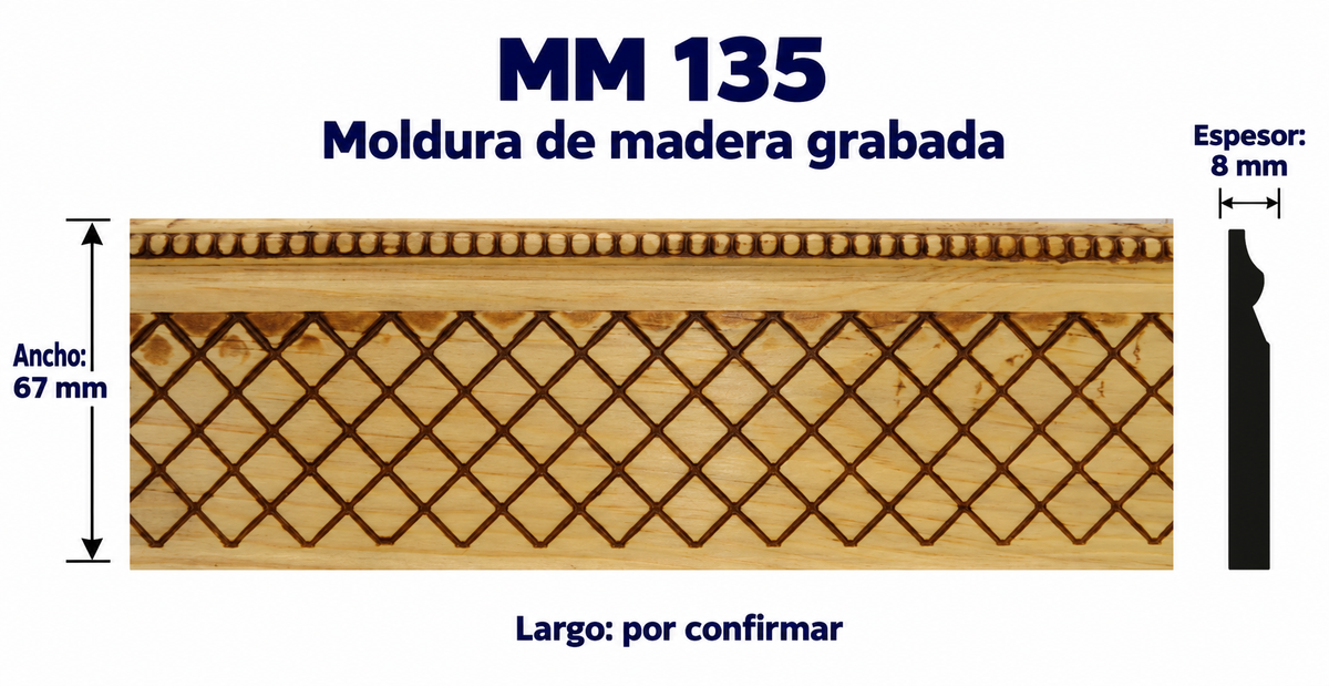 Moldura de madera grabada para mueble MM-135 – Kit de 4 piezas