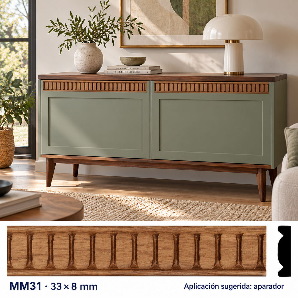 Moldura de madera grabada para mueble MM-31 – Kit de 4 piezas