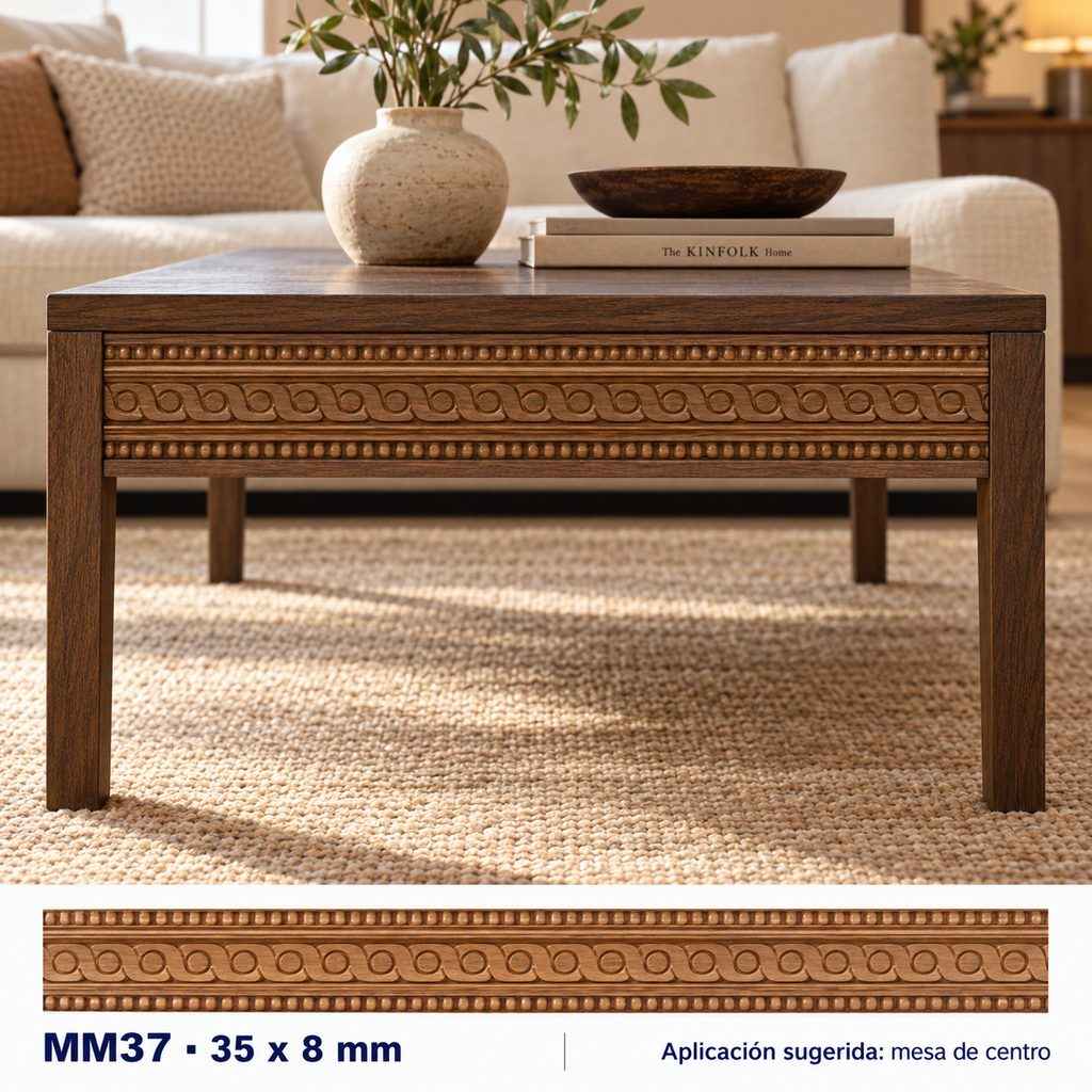Moldura de madera grabada para mueble MM-37 – Kit de 4 piezas