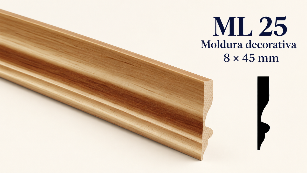 Moldura de madera lisa para mueble ML-25 – Kit de 4 Piezas TIPO ZOCLO