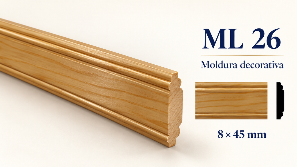 Moldura de madera lisa para mueble ML-26 – Kit de 4 Piezas TIPO CHAMBRANA