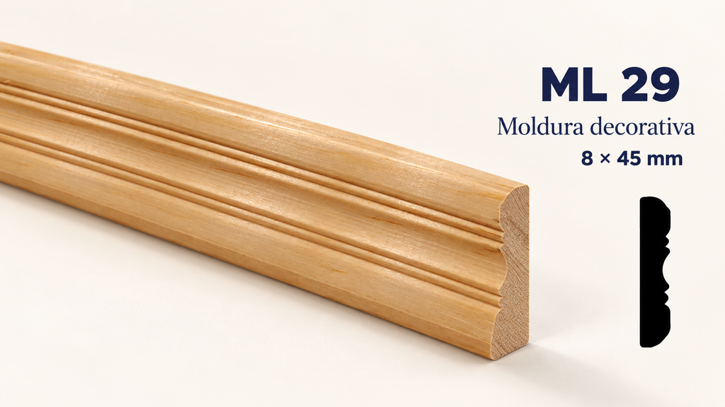 Moldura de madera lisa para mueble ML-29 – Kit de 4 Piezas TIPO CHAMBRANA