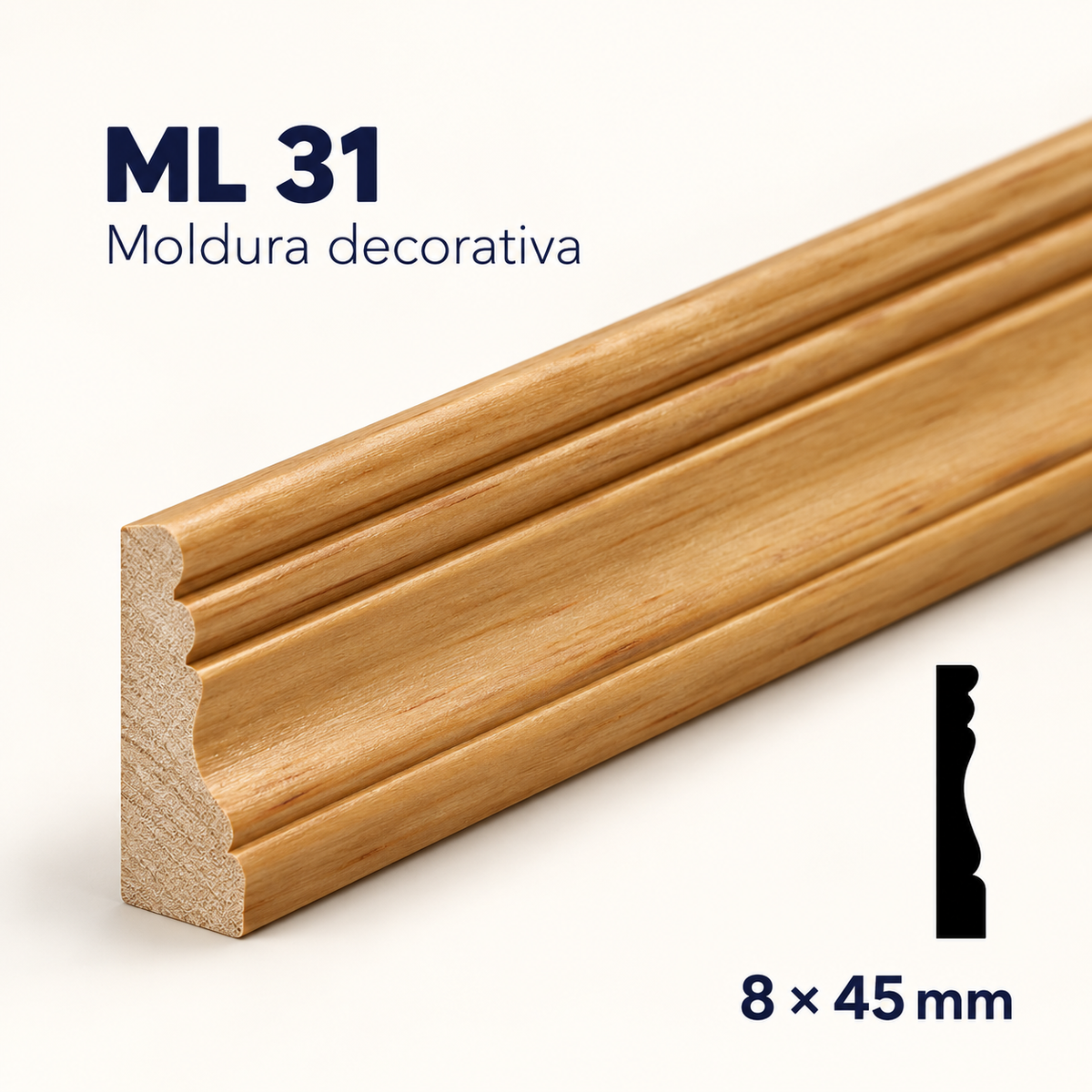 Moldura de madera lisa para mueble ML-31 – Kit de 4 Piezas TIPO CHAMBRANA
