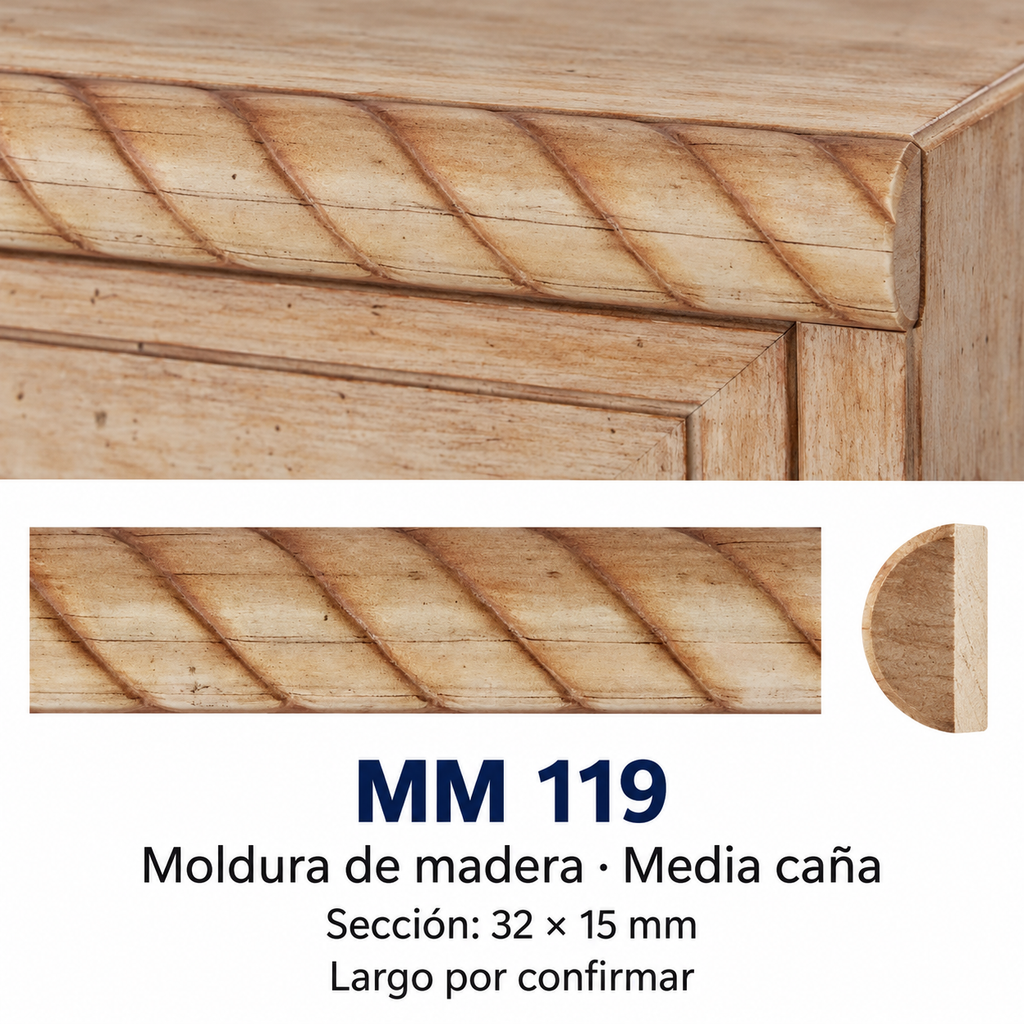 Moldura de madera grabada para mueble MM-119 – Kit de 4 piezas