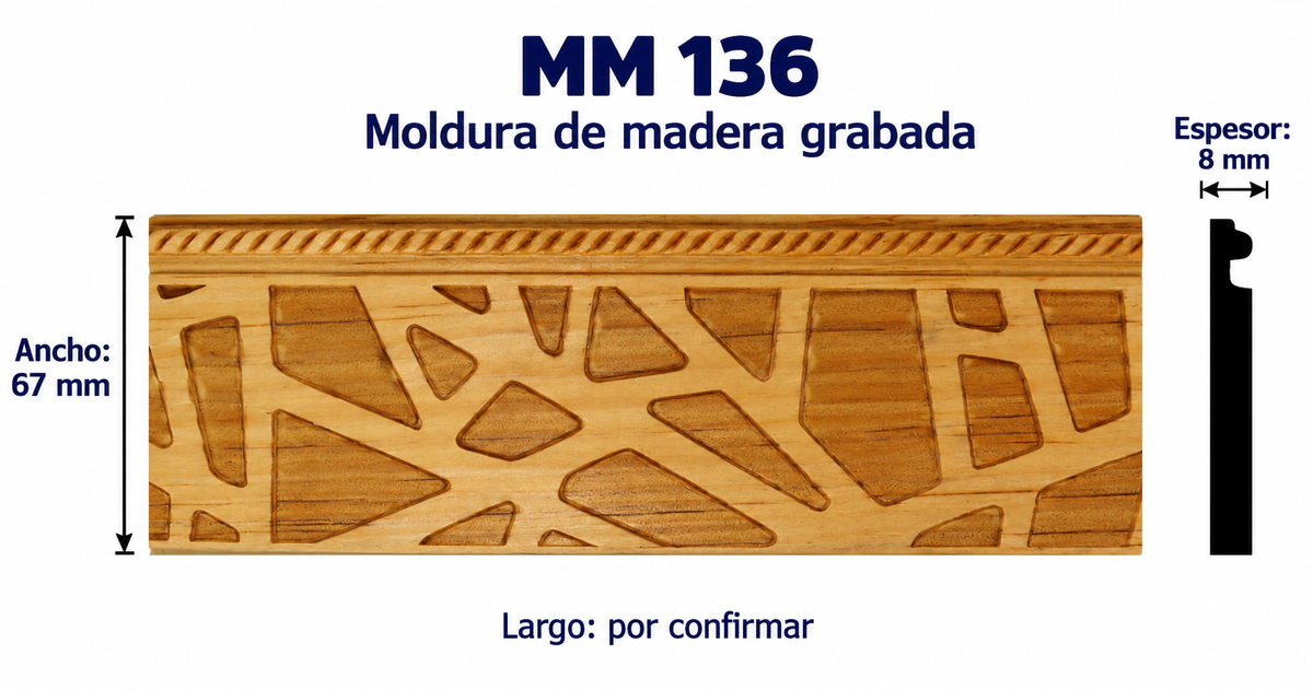 Moldura de madera grabada para mueble MM-136 – Kit de 4 piezas