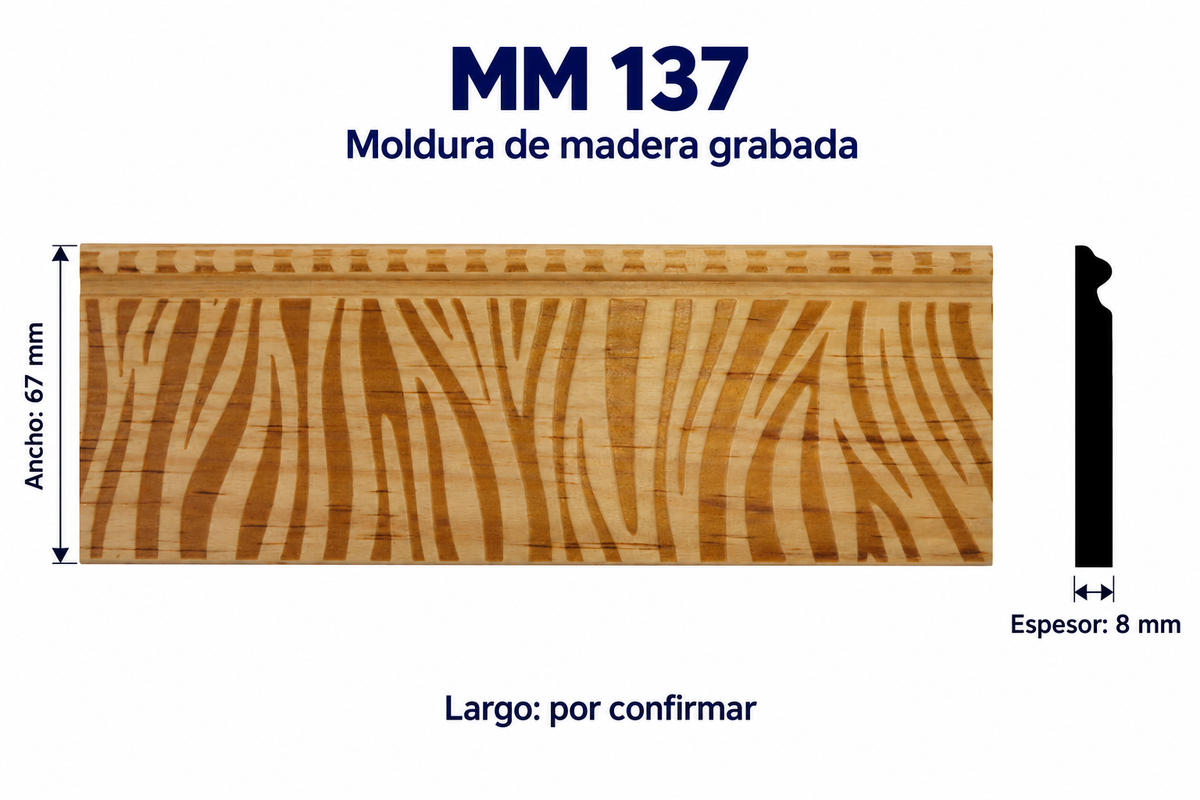 Moldura de madera grabada para mueble MM-137 – Kit de 4 piezas