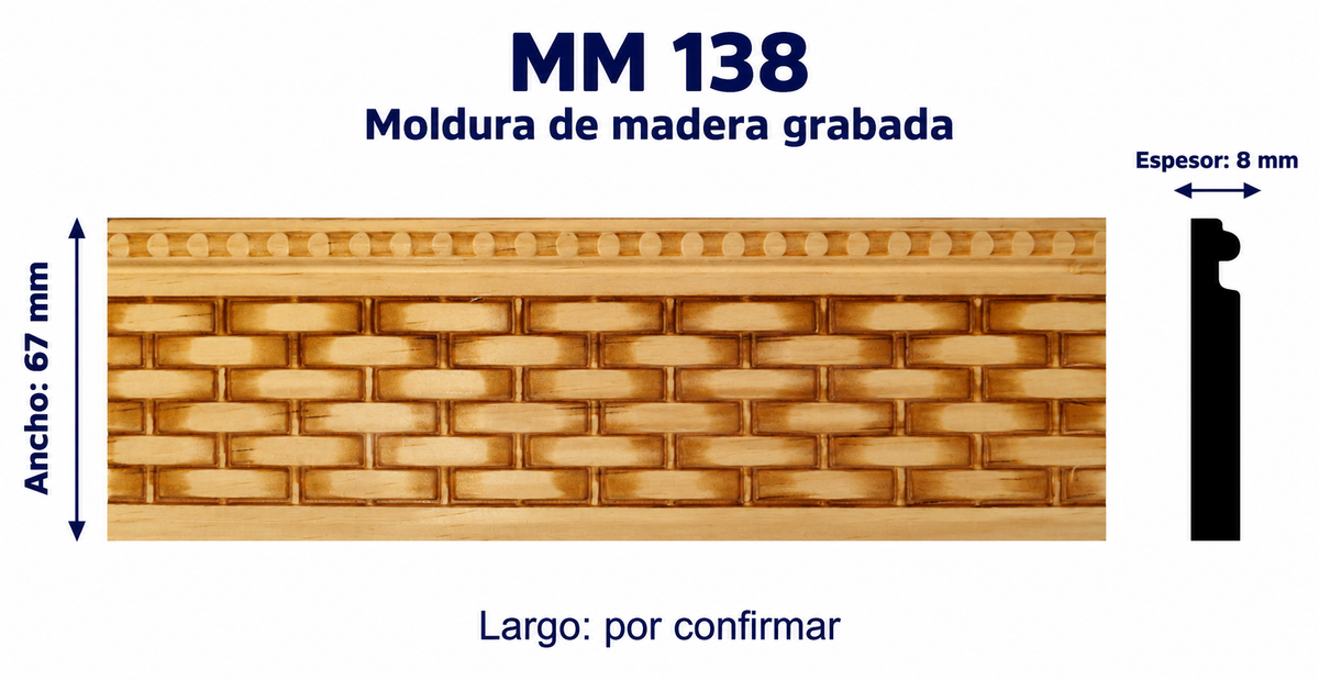 Moldura de madera grabada para mueble MM-138 – Kit de 4 piezas