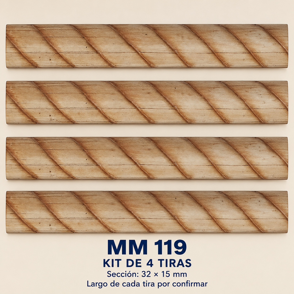 Moldura de madera grabada para mueble MM-119 – Kit de 4 piezas