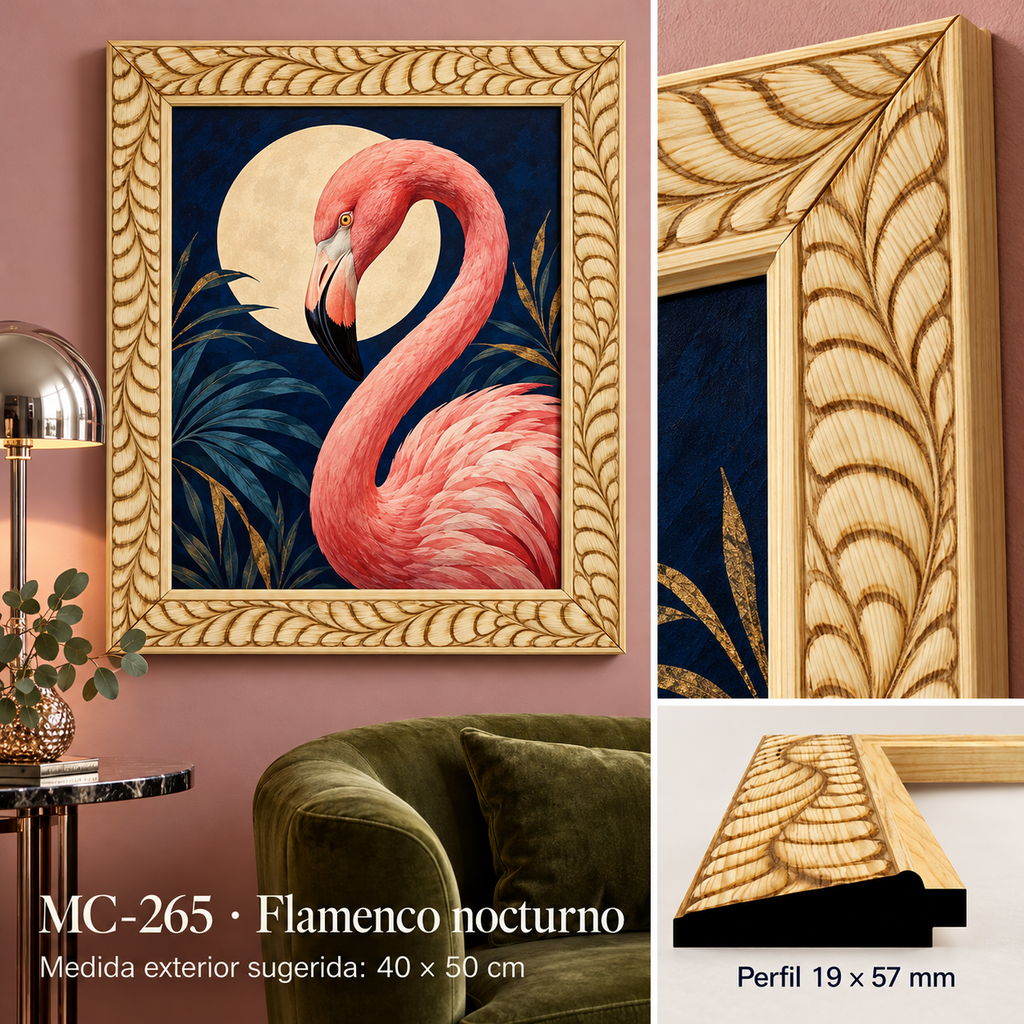 Moldura de madera grabada para marco MC265 – Kit de 4 piezas