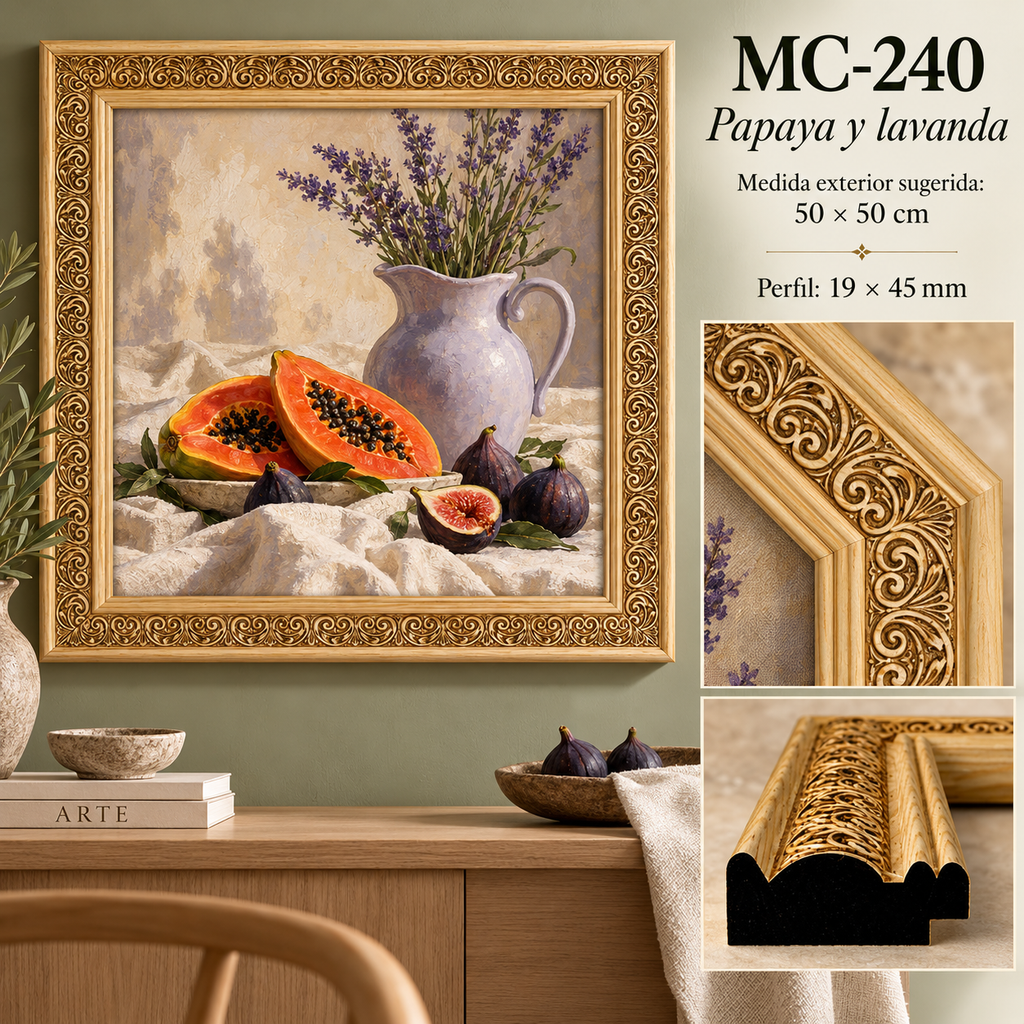 Moldura de madera grabada para marco MC240 – Kit de 4 piezas