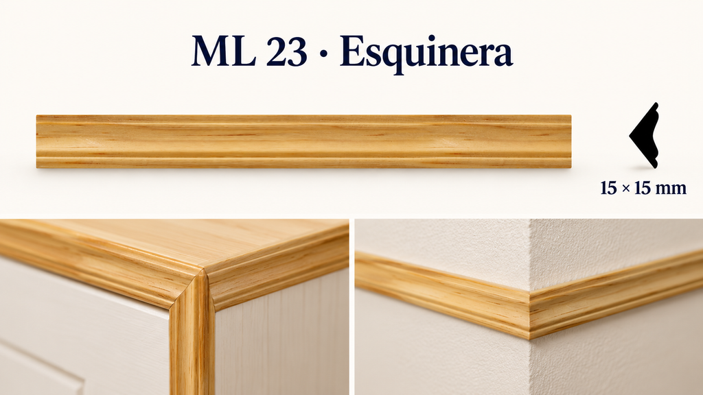 Moldura de madera lisa para mueble ML-23  – Kit de 4 Piezas TIPO ESQUINERA