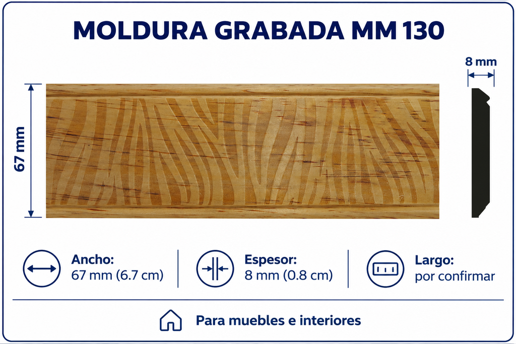 Moldura de madera grabada para mueble MM-130 – Kit de 4 piezas