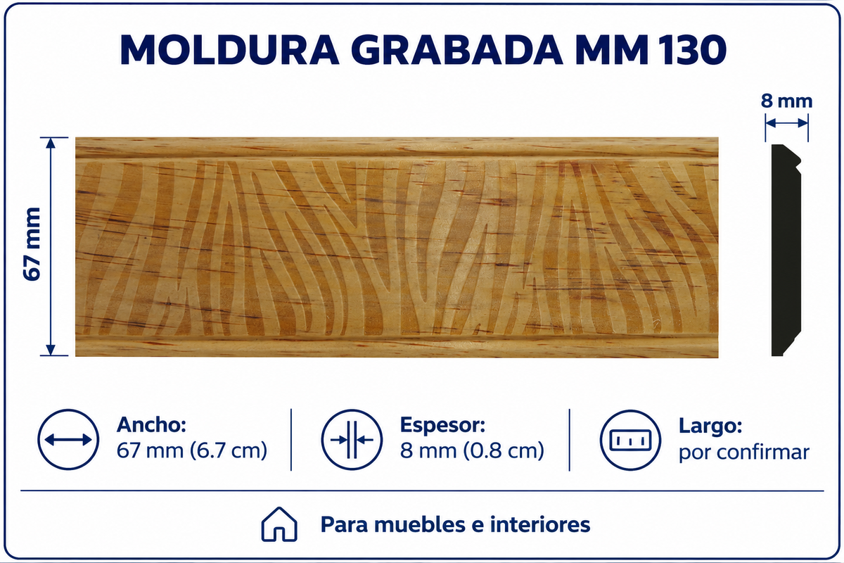Moldura de madera grabada para mueble MM-130 – Kit de 4 piezas