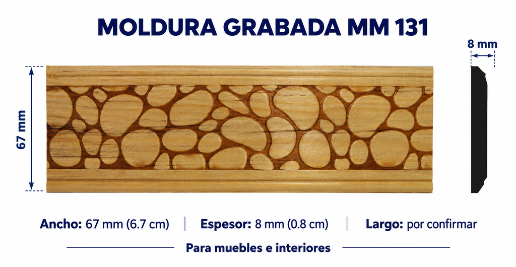 Moldura de madera grabada para mueble MM-131 – Kit de 4 piezas