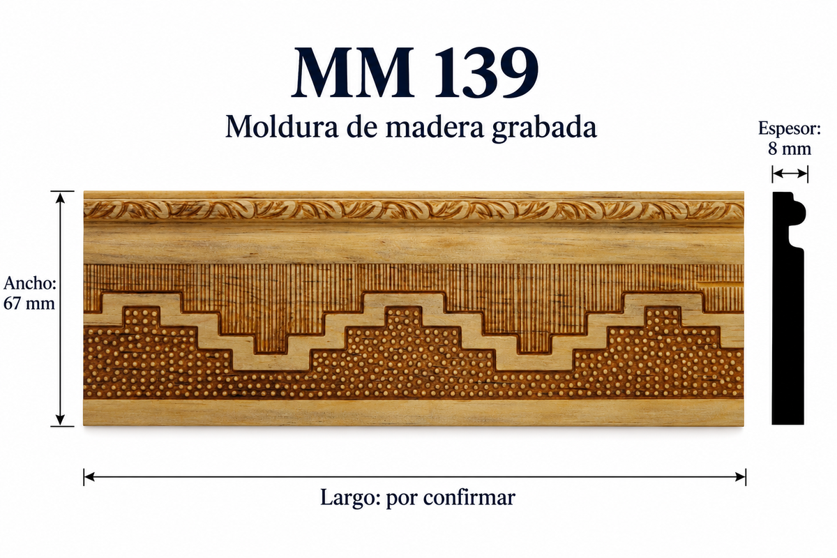 Moldura de madera grabada para mueble MM-139 – Kit de 4 piezas