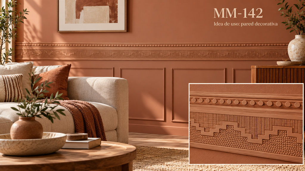 Moldura de madera grabada para mueble MM-142 – Kit de 4 piezas