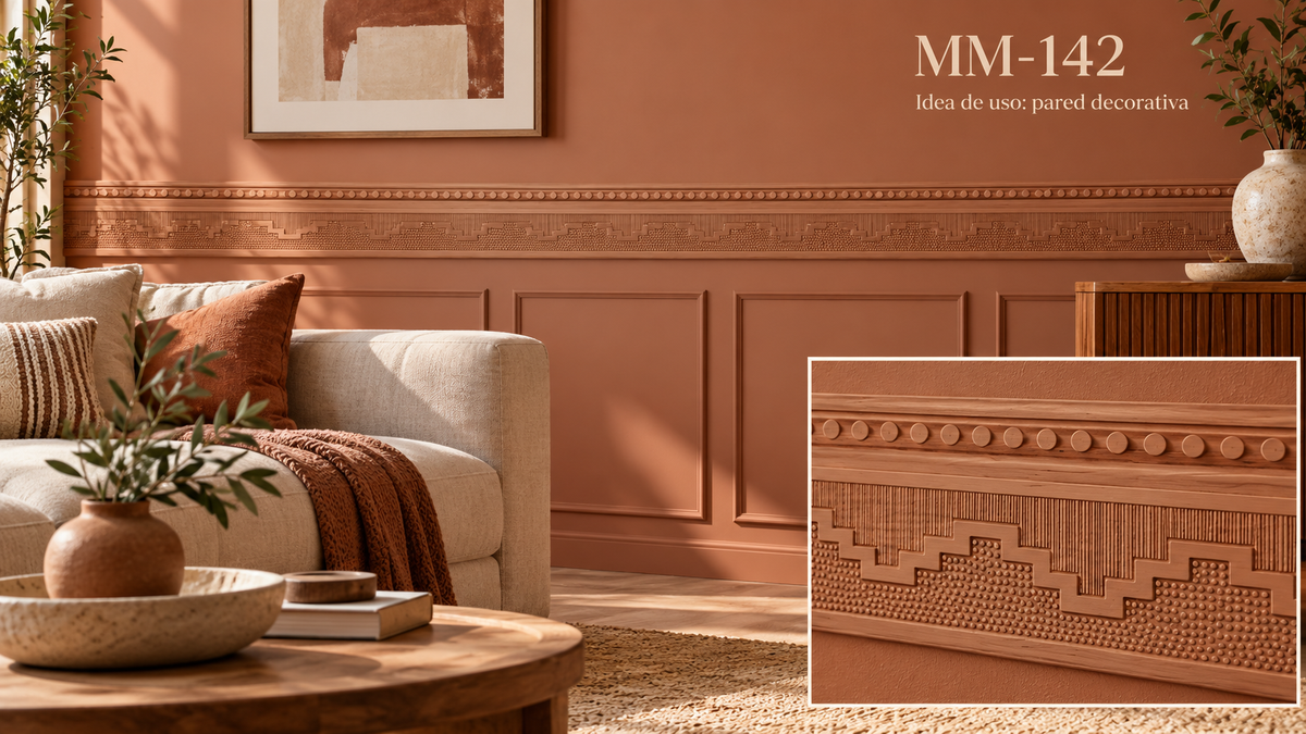 Moldura de madera grabada para mueble MM-142 – Kit de 4 piezas