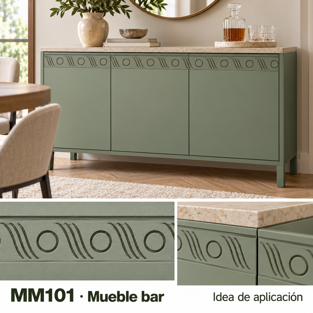 Moldura de madera grabada para mueble MM-101 – Kit de 4 piezas