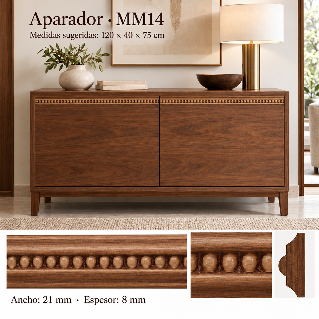 Moldura de madera grabada para mueble MM-14 – Kit de 4 piezas