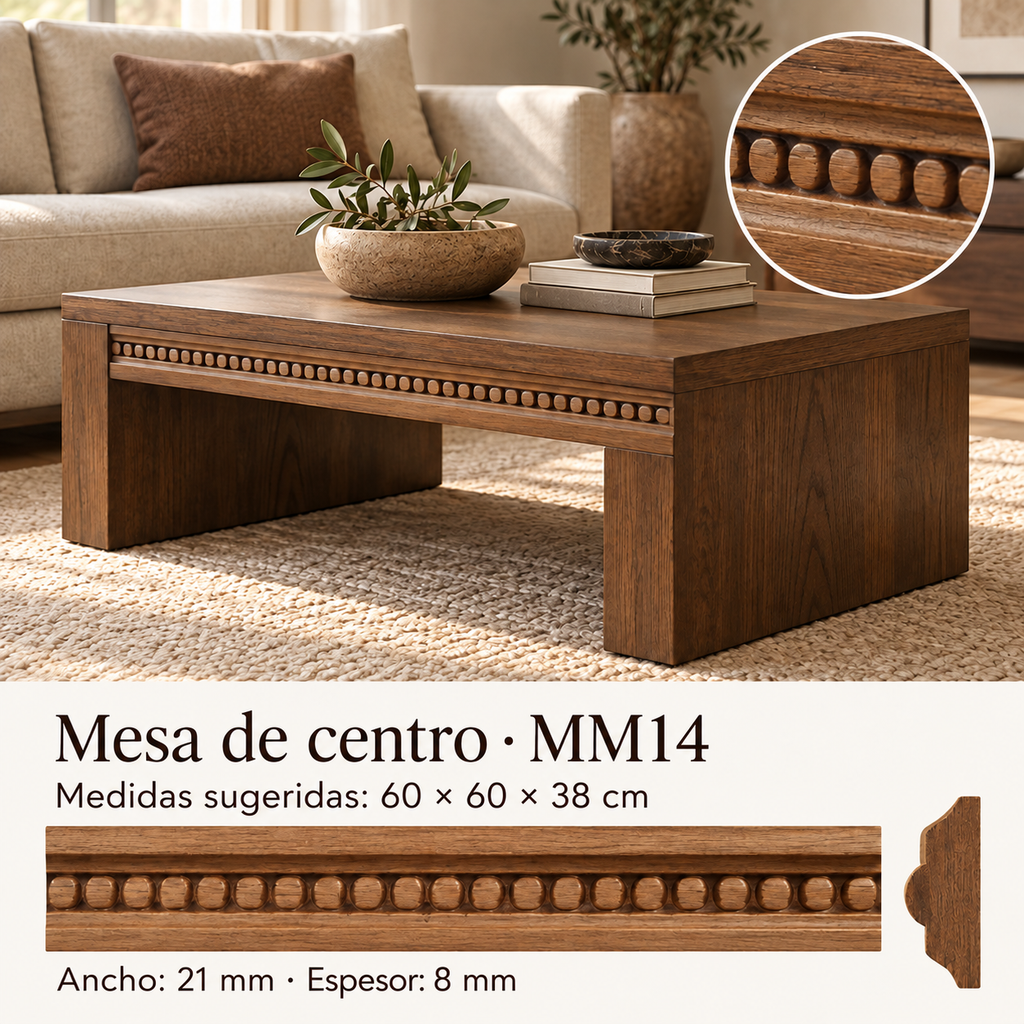 Moldura de madera grabada para mueble MM-14 – Kit de 4 piezas