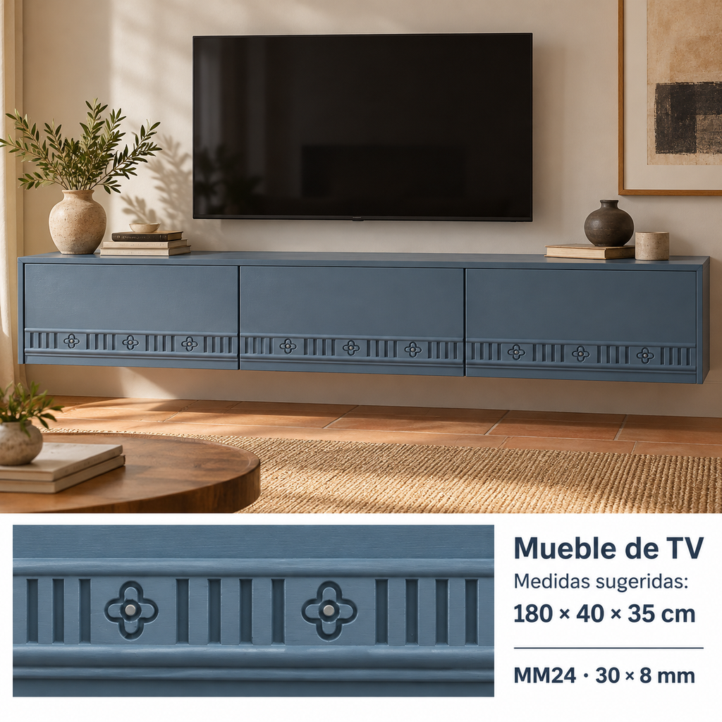 Moldura de madera grabada para mueble MM-24 – Kit de 4 piezas