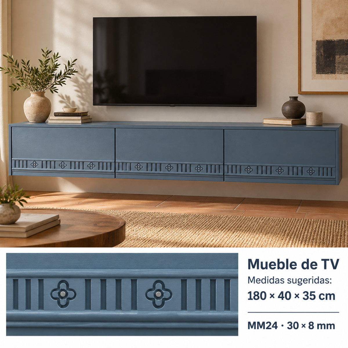 Moldura de madera grabada para mueble MM-24 – Kit de 4 piezas